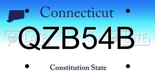 QZB54B Connecticut License Plate