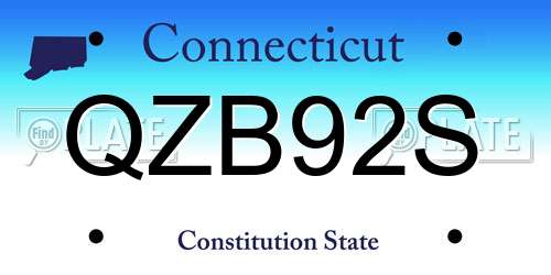 QZB92S Connecticut License Plate