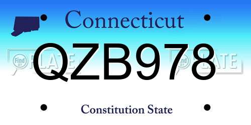 QZB978 Connecticut License Plate