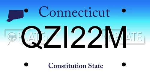 QZI22M Connecticut License Plate