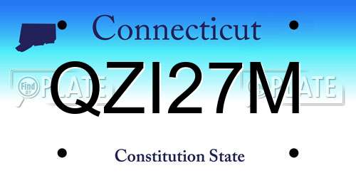 QZI27M Connecticut License Plate