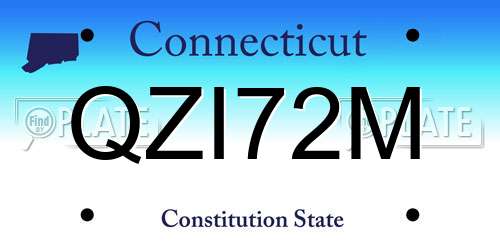 QZI72M Connecticut License Plate