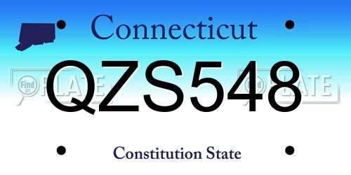 QZS548 Connecticut License Plate