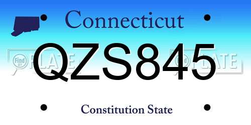 QZS845 Connecticut License Plate