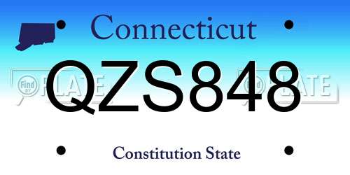QZS848 Connecticut License Plate