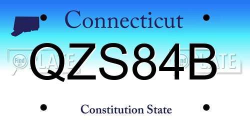 QZS84B Connecticut License Plate