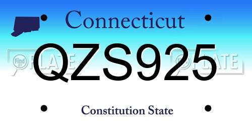 QZS925 Connecticut License Plate