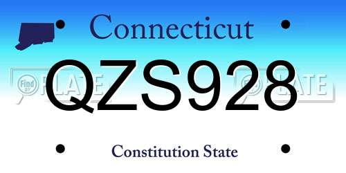 QZS928 Connecticut License Plate
