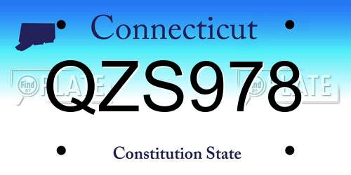QZS978 Connecticut License Plate
