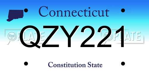 QZY221 Connecticut License Plate