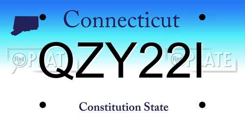 QZY22I Connecticut License Plate