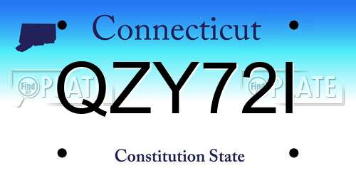 QZY72I Connecticut License Plate