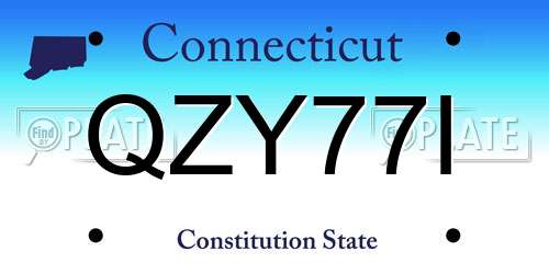 QZY77I Connecticut License Plate