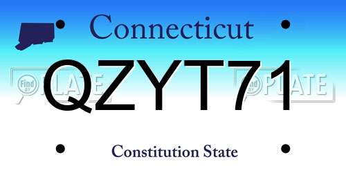 QZYT71 Connecticut License Plate