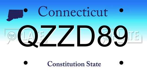QZZD89 Connecticut License Plate