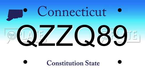 QZZQ89 Connecticut License Plate