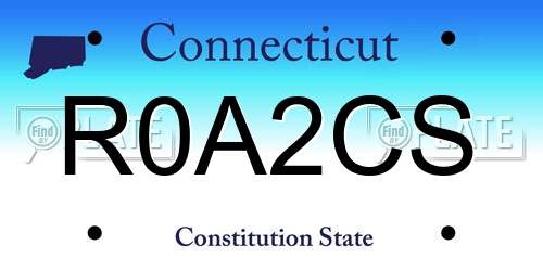 R0A2CS Connecticut License Plate