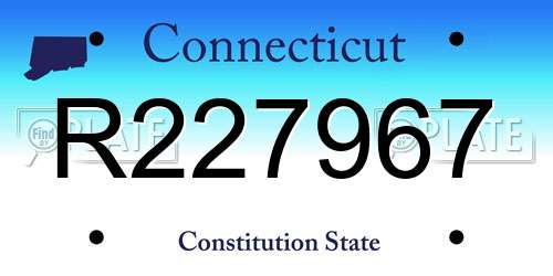 R227967 Connecticut License Plate