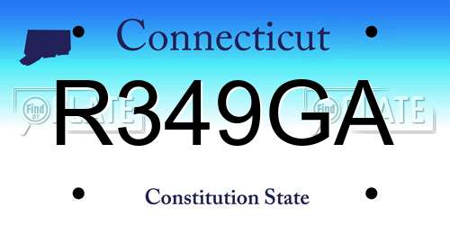 R349GA Connecticut License Plate