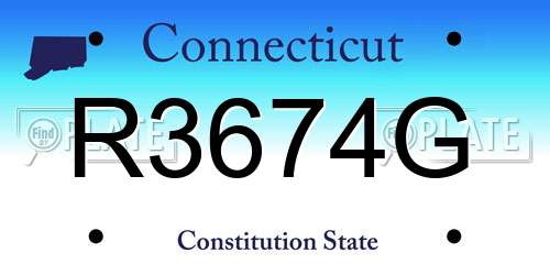 R3674G Connecticut License Plate