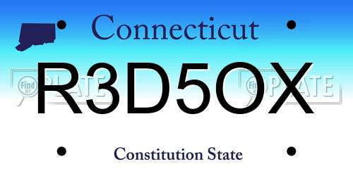 R3D5OX Connecticut License Plate