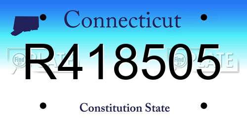 R418505 Connecticut License Plate