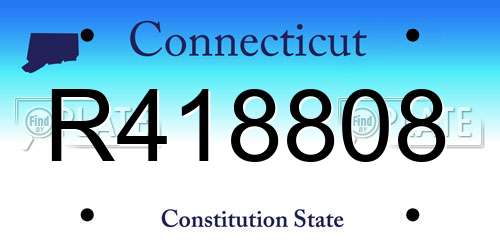 R418808 Connecticut License Plate