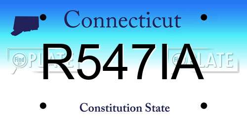R547IA Connecticut License Plate