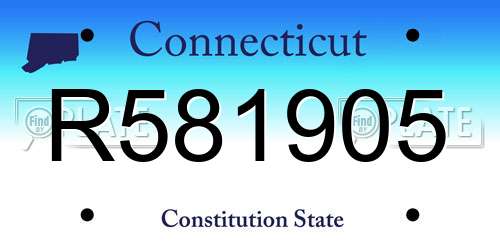 R581905 Connecticut License Plate