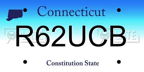 R62UCB Connecticut License Plate