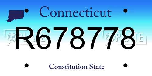 R678778 Connecticut License Plate
