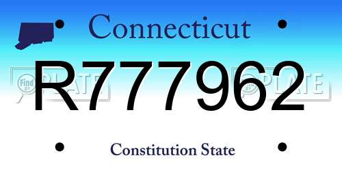 R777962 Connecticut License Plate