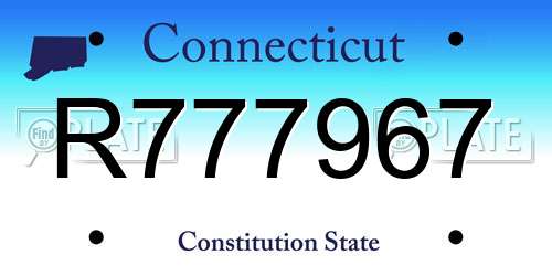 R777967 Connecticut License Plate