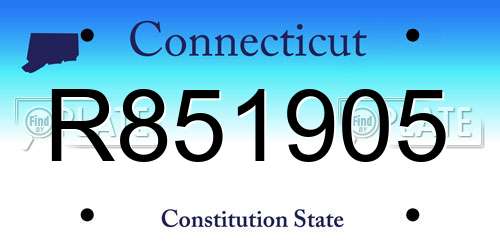 R851905 Connecticut License Plate