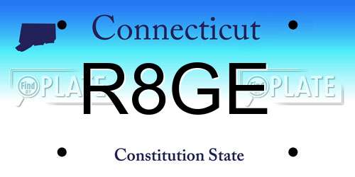 R8GE Connecticut License Plate