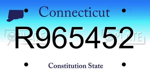 R965452 Connecticut License Plate
