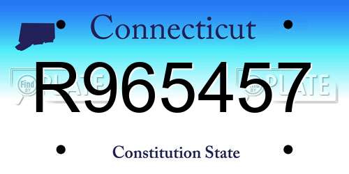 R965457 Connecticut License Plate