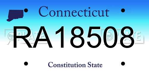 RA18508 Connecticut License Plate