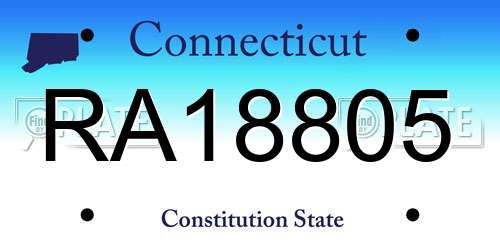 RA18805 Connecticut License Plate