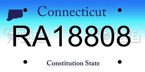 RA18808 Connecticut License Plate