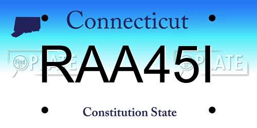 RAA45I Connecticut License Plate