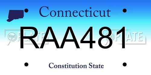 RAA481 Connecticut License Plate