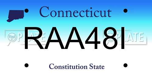 RAA48I Connecticut License Plate