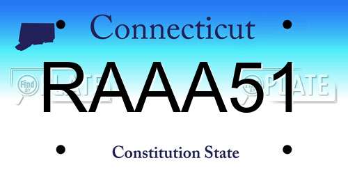 RAAA51 Connecticut License Plate