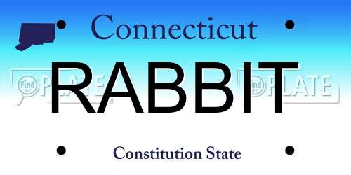 RABBIT Connecticut License Plate
