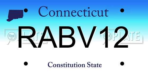 RABV12 Connecticut License Plate
