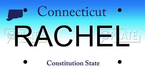RACHEL Connecticut License Plate