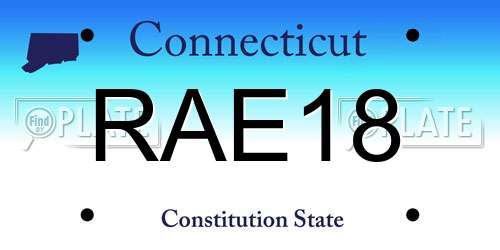 RAE18 Connecticut License Plate