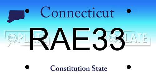 RAE33 Connecticut License Plate