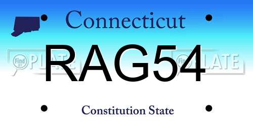RAG54 Connecticut License Plate
